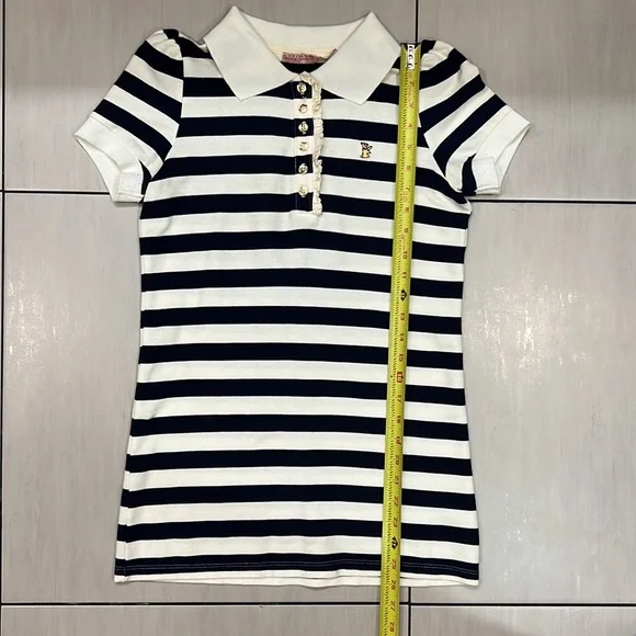 Juicy Couture Vintage Y2K Striped Polo Puff Short Sleeve Top Size Small - Picture 11 of 13